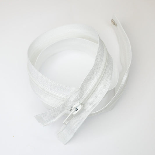 68cm White Nylon Open-End Zipper