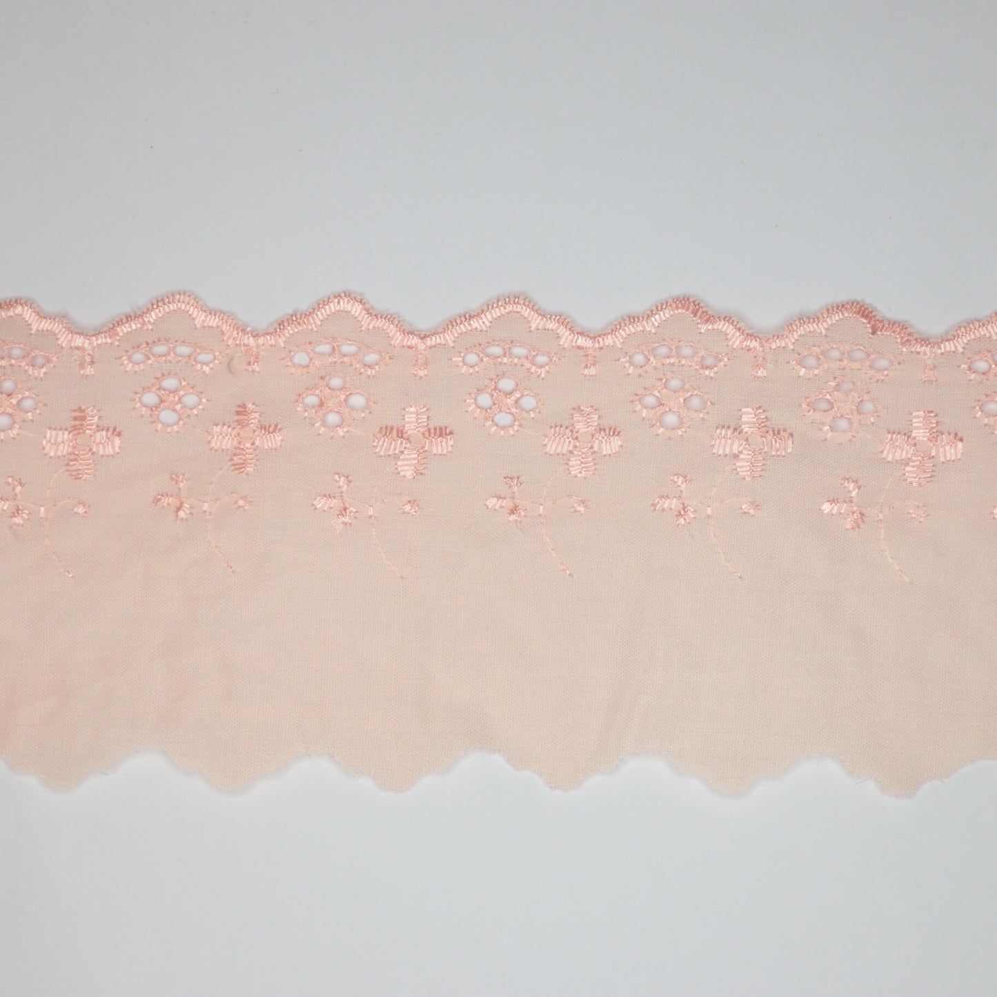 75mm Peach Broderie Anglaise Trim 1m