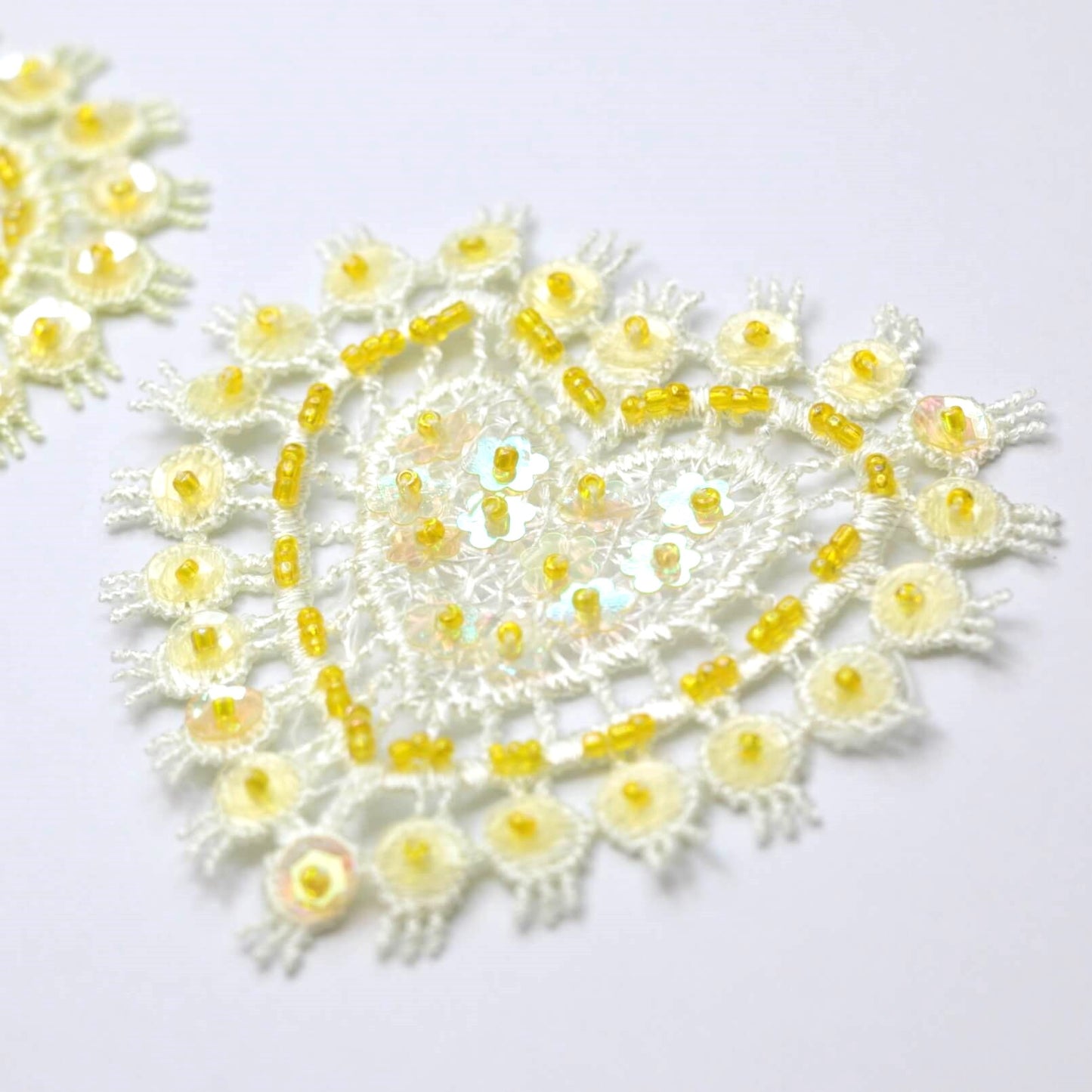 80mm Assorted Colour Lace Heart Motifs Beads & Sequins 3pk