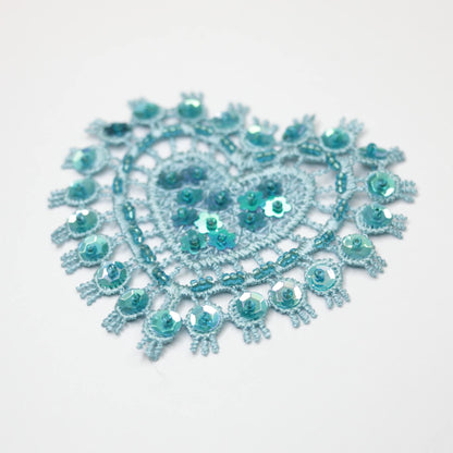 80mm Assorted Colour Lace Heart Motifs Beads & Sequins 3pk