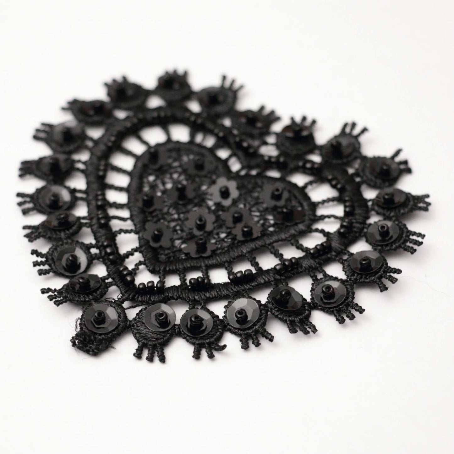 80mm Assorted Colour Lace Heart Motifs Beads & Sequins 3pk