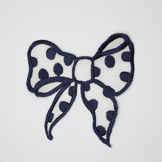 9cm x 10cm Navy Bow Motif with Spot 2pk