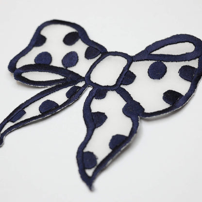 9cm x 10cm Navy Bow Motif with Spot 2pk