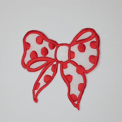 9cm x 10cm Red Bow Motif with Spot 2pk