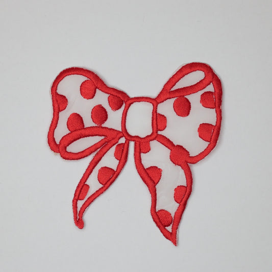 9cm x 10cm Red Bow Motif with Spot 2pk