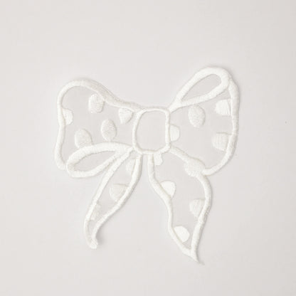 9cm x 10cm White Bow Motif with Spot 2pk