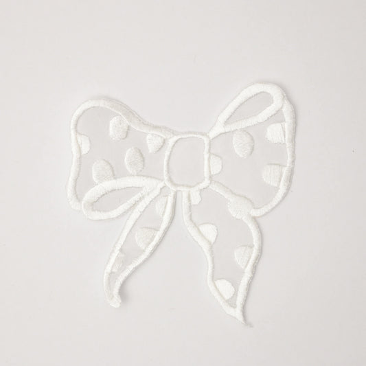 9cm x 10cm White Bow Motif with Spot 2pk