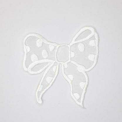 9cm x 10cm White Bow Motif with Spot 2pk