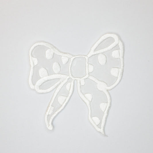 9cm x 10cm White Bow Motif with Spot 2pk