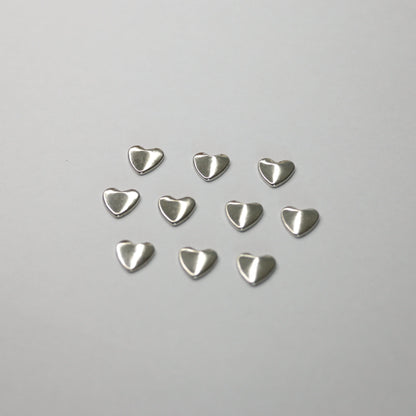 9mm x 10mm Silver Metallic Heart Studs 10pk