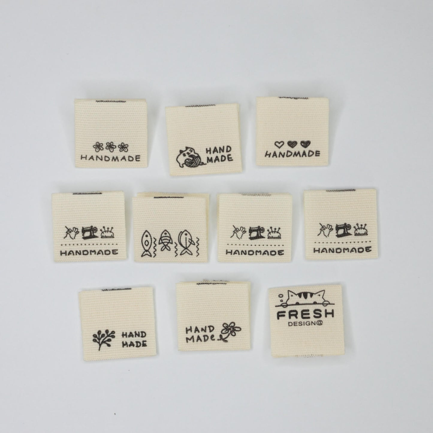Assorted Handmade Double-Fold Fabric Labels 10pk