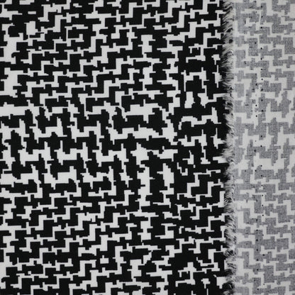 Black & White Abstract Houndstooth 100% Viscose per/metre