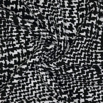 Black & White Abstract Houndstooth 100% Viscose per/metre