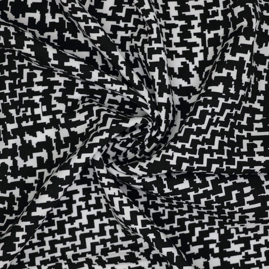 Black & White Abstract Houndstooth 100% Viscose per/metre