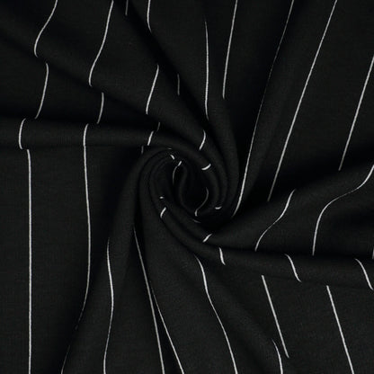 B&W Pin Stripe Cotton Blend Ponte Roma per/metre