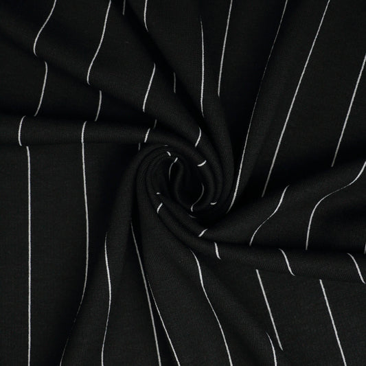 B&W Pin Stripe Cotton Blend Ponte Roma per/metre