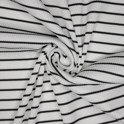 B&W Stripe Ribbed Jersey per/metre