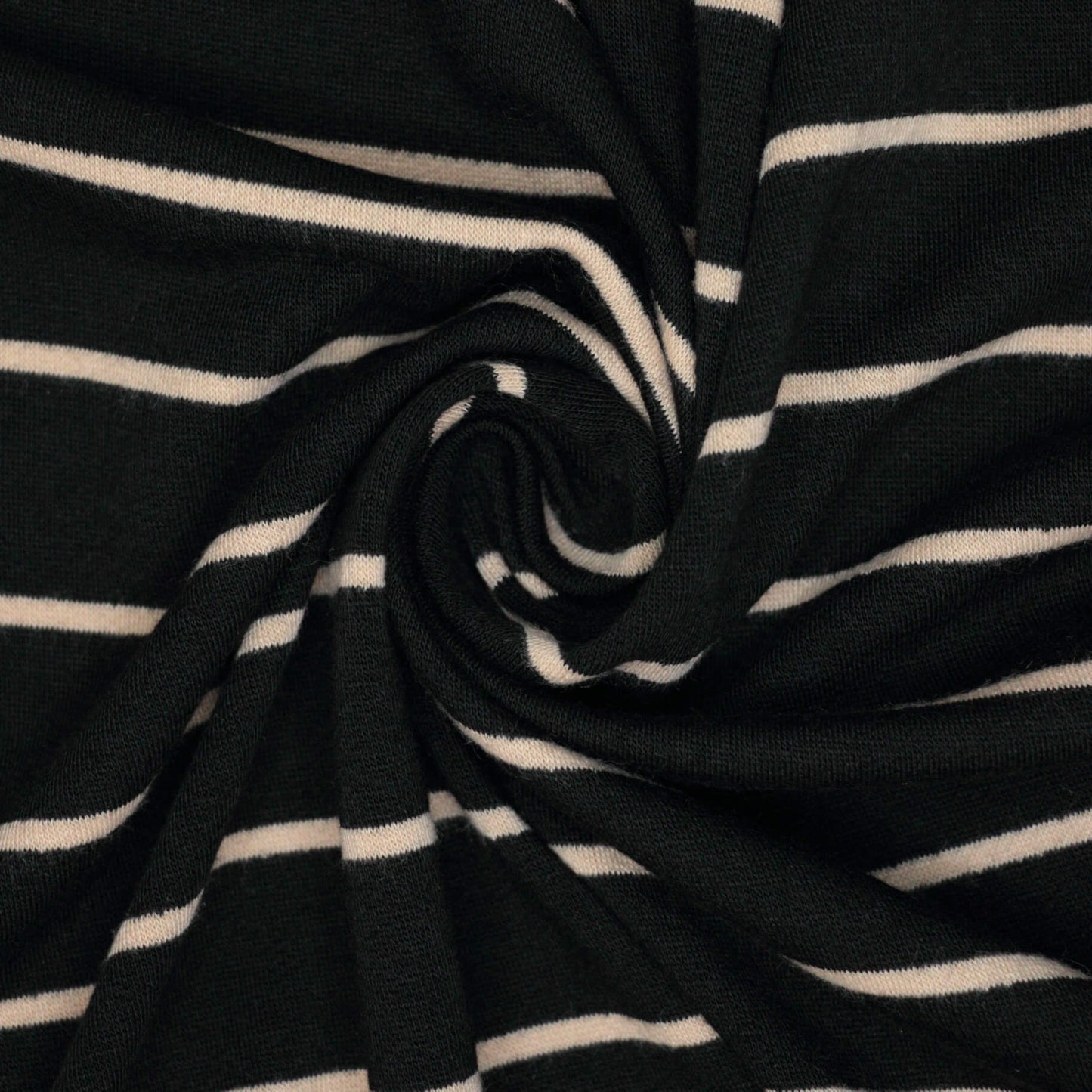 Beige & Black Stripe Loopback Jersey per/metre