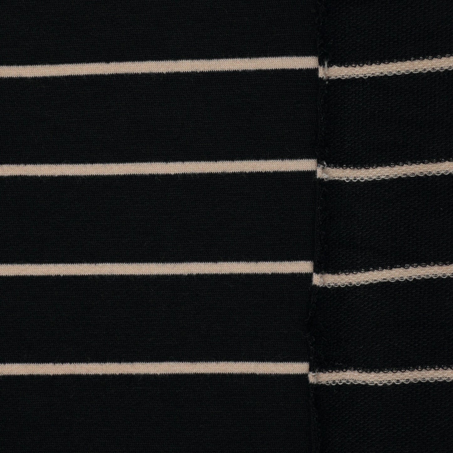 Beige & Black Stripe Loopback Jersey per/metre