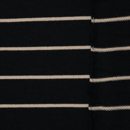 Beige & Black Stripe Loopback Jersey per/metre
