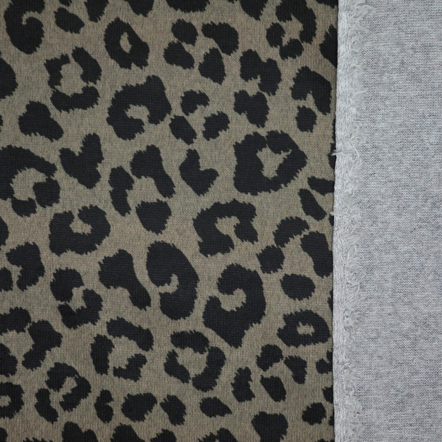 Beige Leopard Print Knit Jersey per/metre