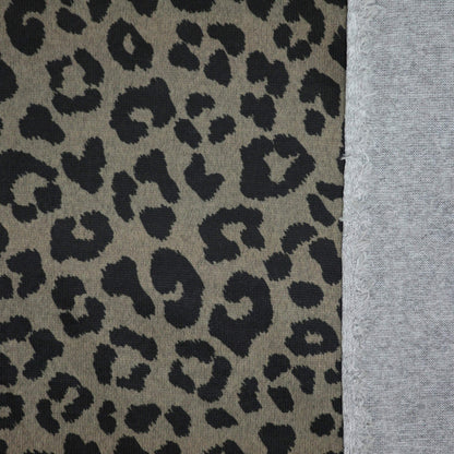 Beige Leopard Print Knit Jersey per/metre