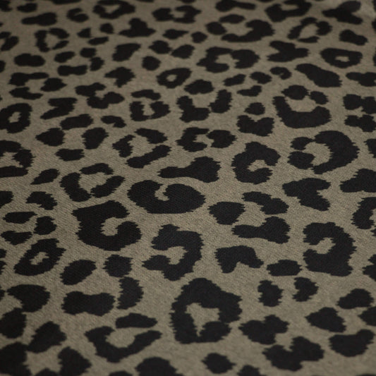 Beige Leopard Print Knit Jersey per/metre