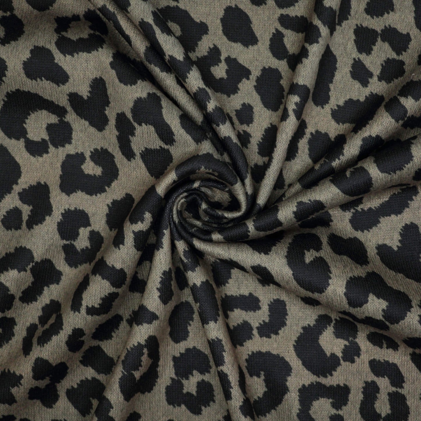 Beige Leopard Print Knit Jersey per/metre