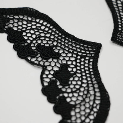 Black Butterfly Wings Embroidered Appliques Pair