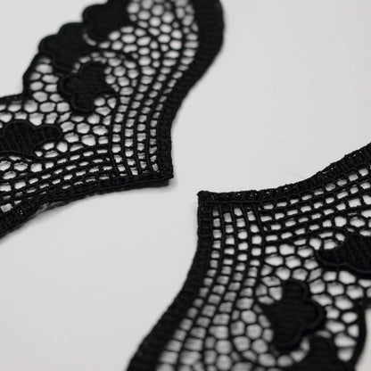 Black Butterfly Wings Embroidered Appliques Pair