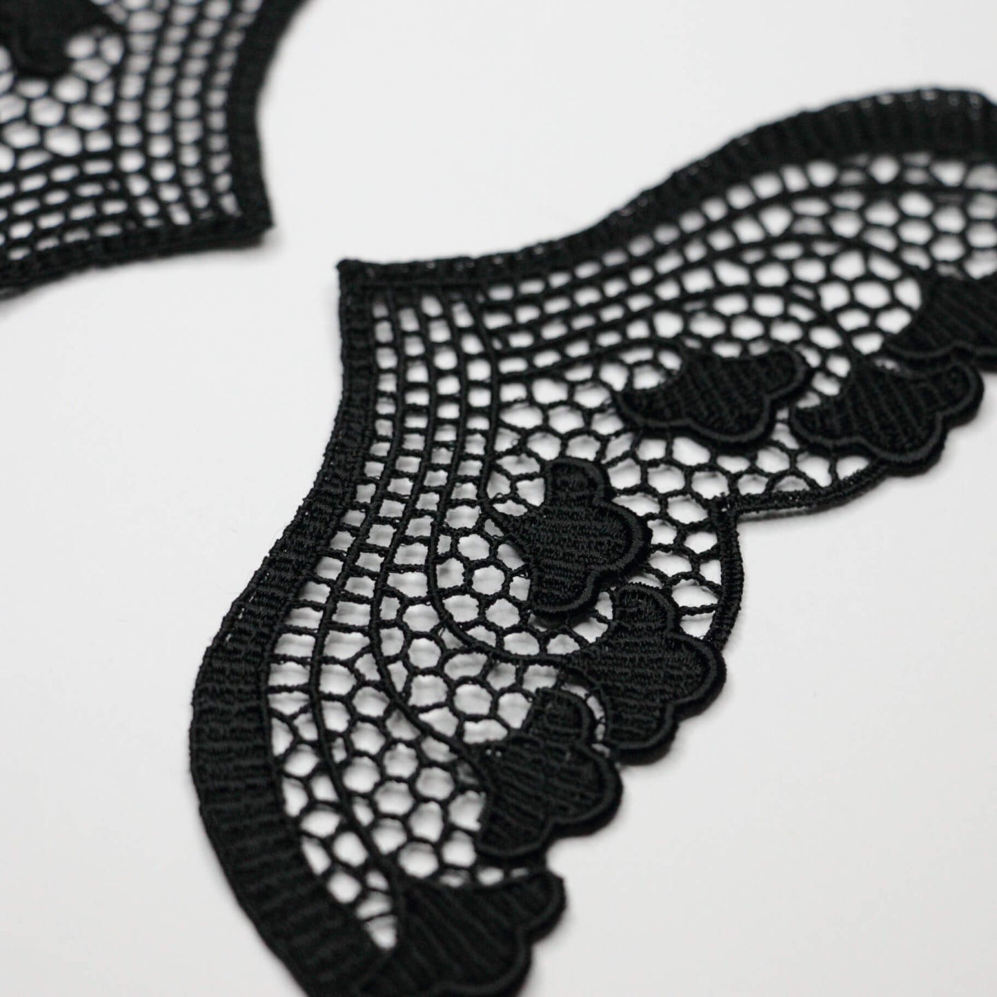 Black Butterfly Wings Embroidered Appliques Pair