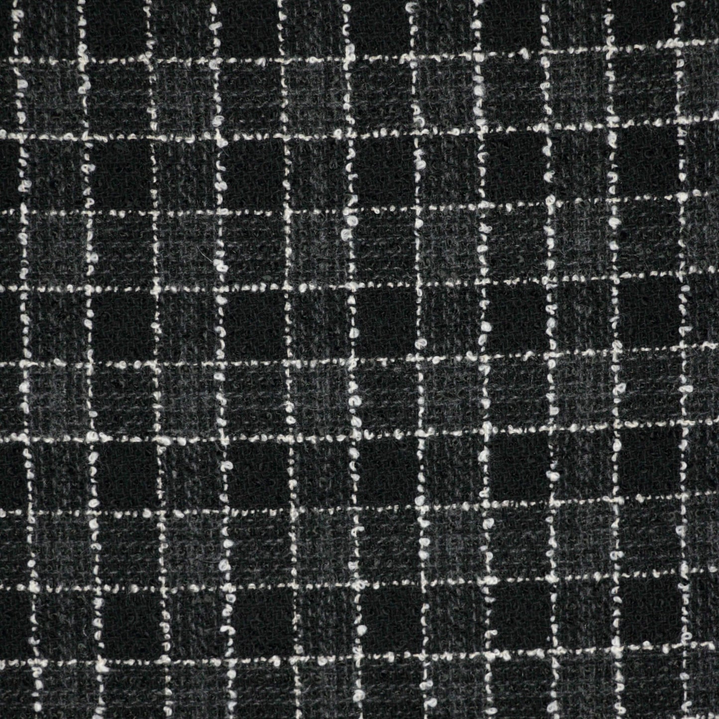 Black Check Wool Blend Boucle per/metre