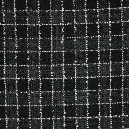 Black Check Wool Blend Boucle per/metre