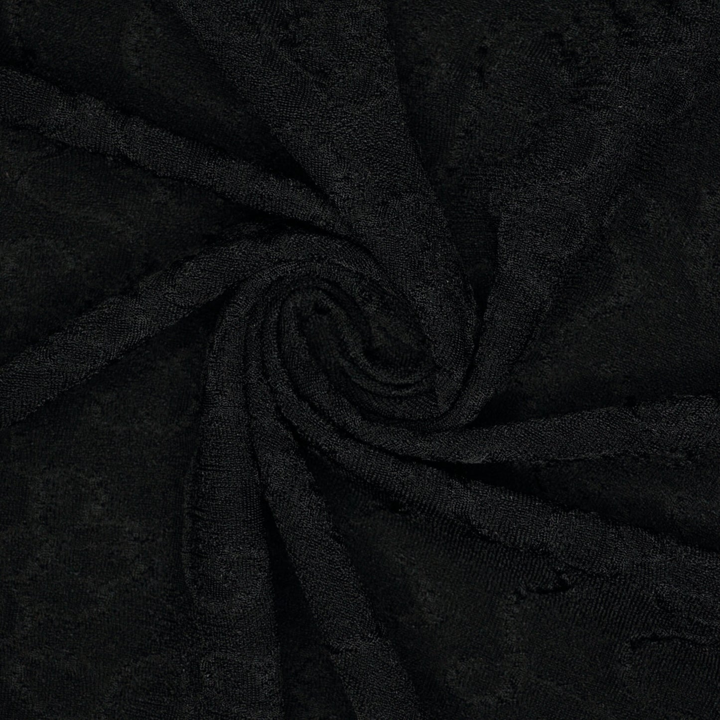 Black Embossed Floral Knit Jersey per/metre