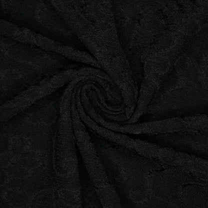 Black Embossed Floral Knit Jersey per/metre
