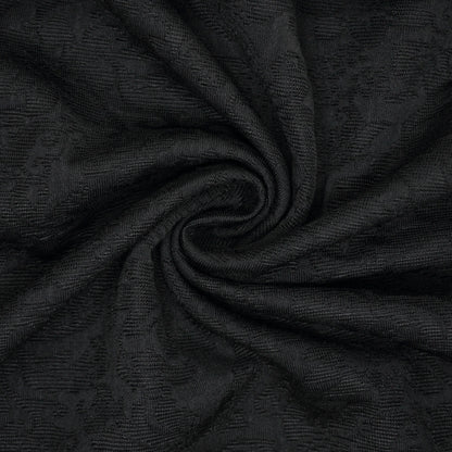 Black Floral Embossed Jacquard 1m