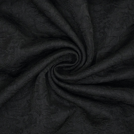 Black Floral Embossed Jacquard 1m