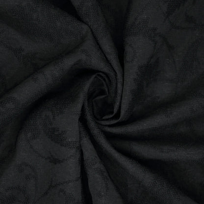 Black Floral Flock Polycotton 1m