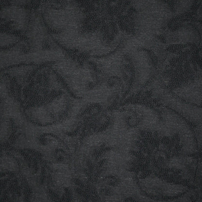 Black Floral Flock Polycotton 1m