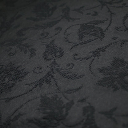Black Floral Flock Polycotton 1m
