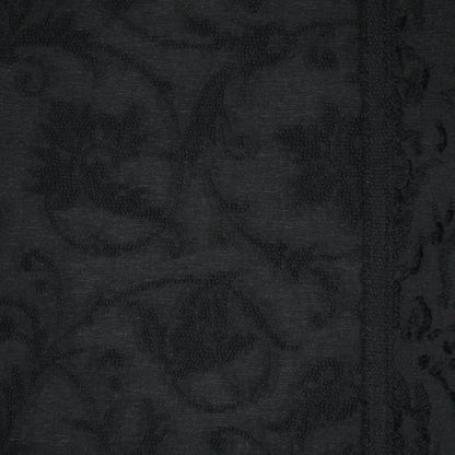 Black Floral Flock Polycotton 1m