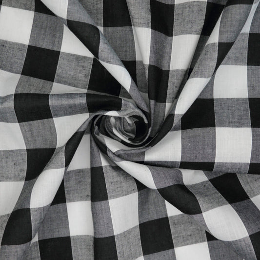 Black One-Inch Corded Gingham Polycotton per/metre