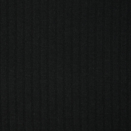 Black Ribbed Knit Jersey per/metre