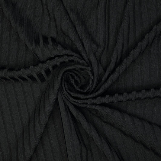 Black Ribbed Knit Jersey per/metre
