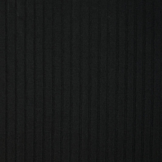 Black Ribbed Knit Jersey per/metre