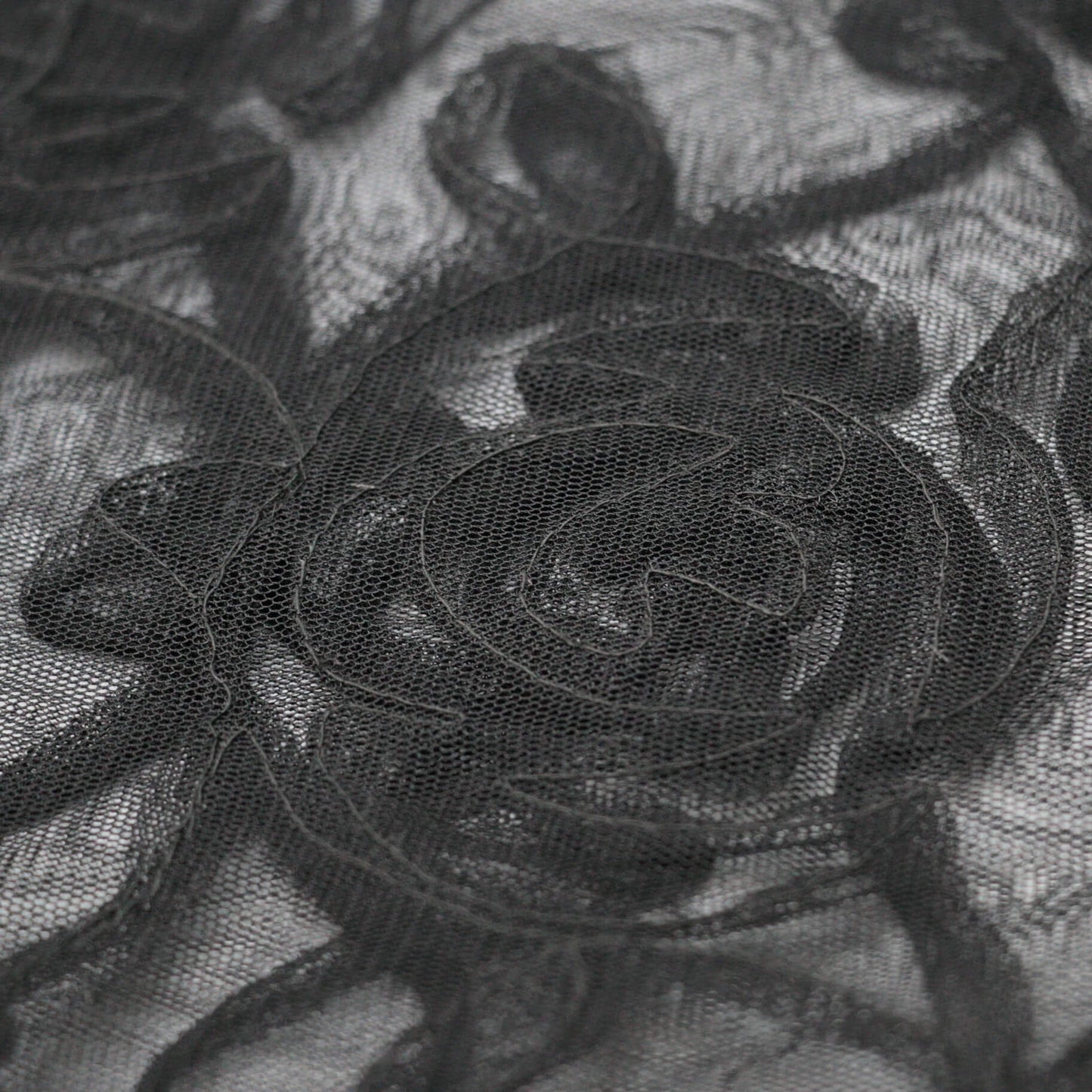 Black Rose Embossed Mesh per/metre