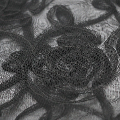 Black Rose Embossed Mesh per/metre