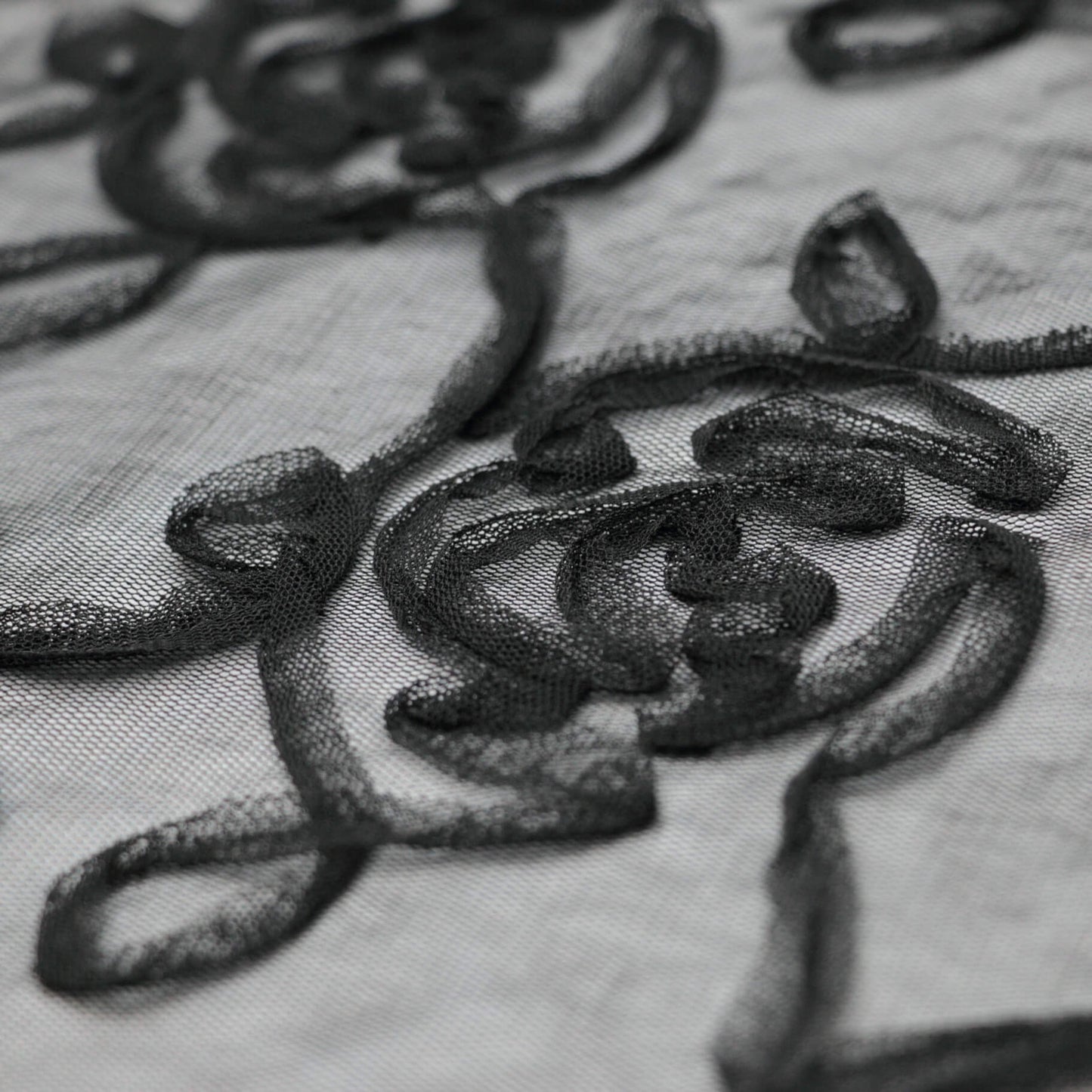 Black Rose Embossed Mesh per/metre