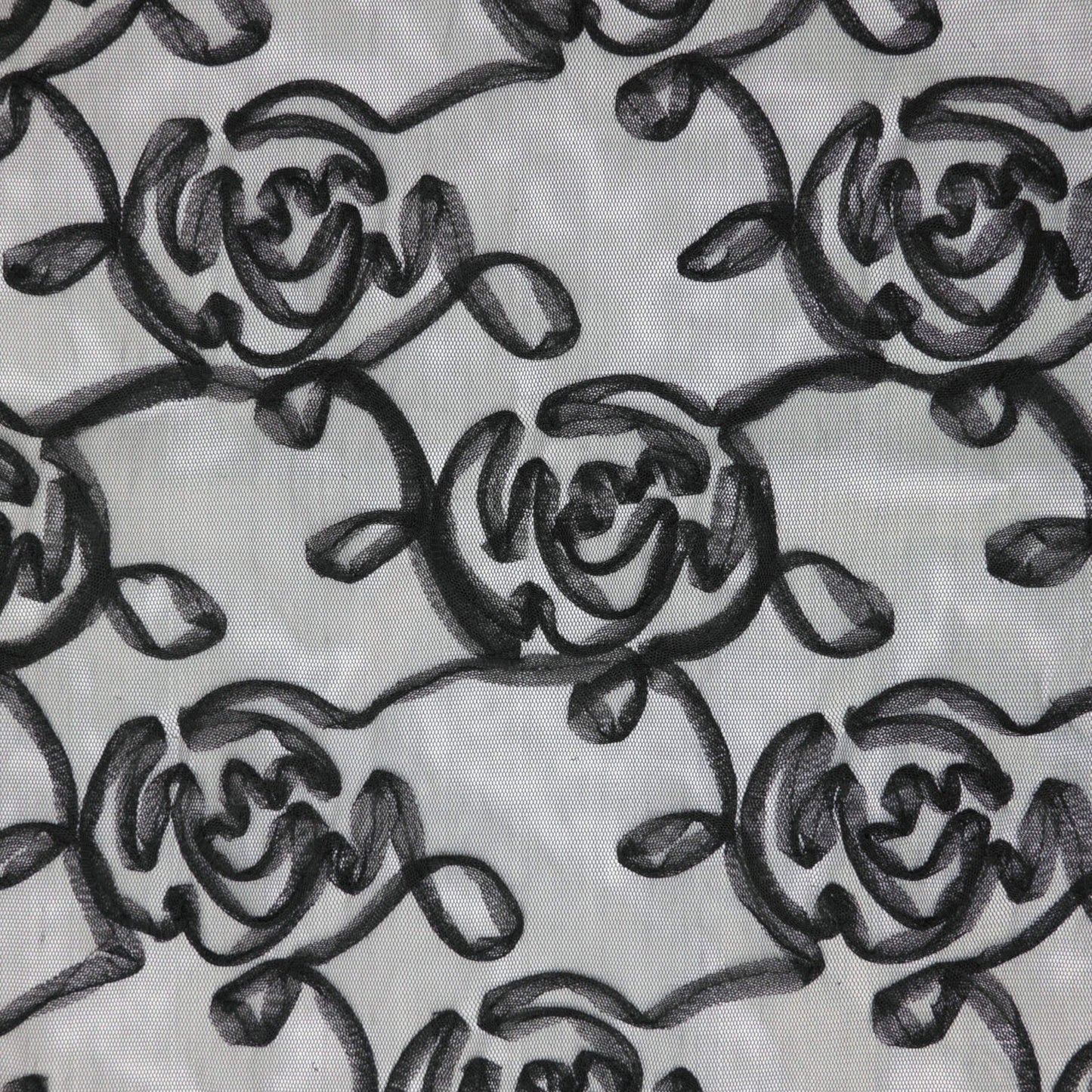 Black Rose Embossed Mesh per/metre