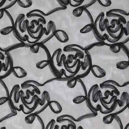 Black Rose Embossed Mesh per/metre